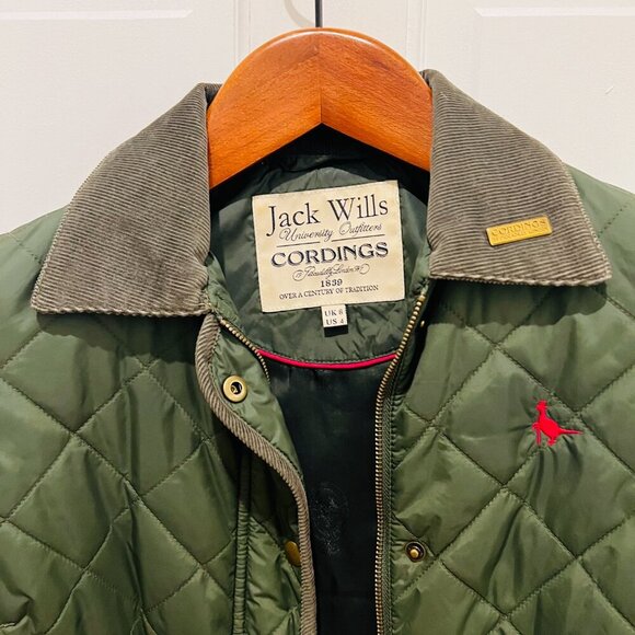 Jack Wills Dark Green Olive Nylon Quilted Jacket US 4 /UK 8 British Countryside - Picture 6 of 16